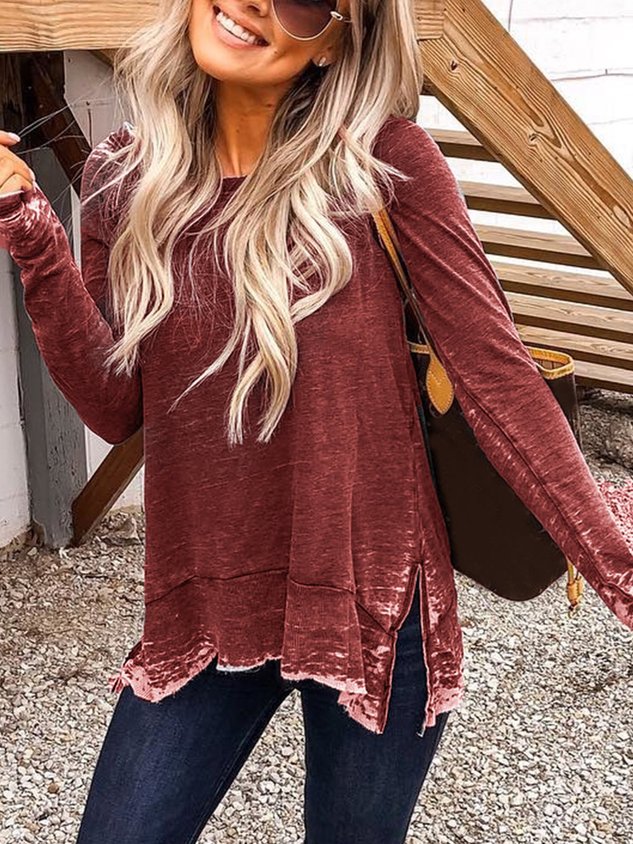Women's Crew Neck Casual Long Sleeve Top