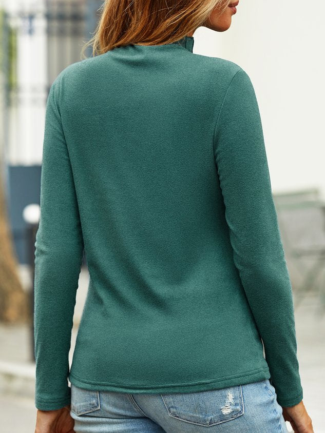 Casual Turtleneck Plain Top