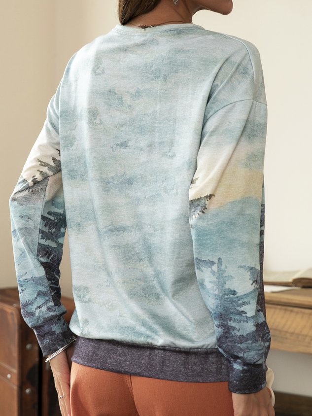 Cotton-Blend Vintage Long Sleeve Shirt & Top