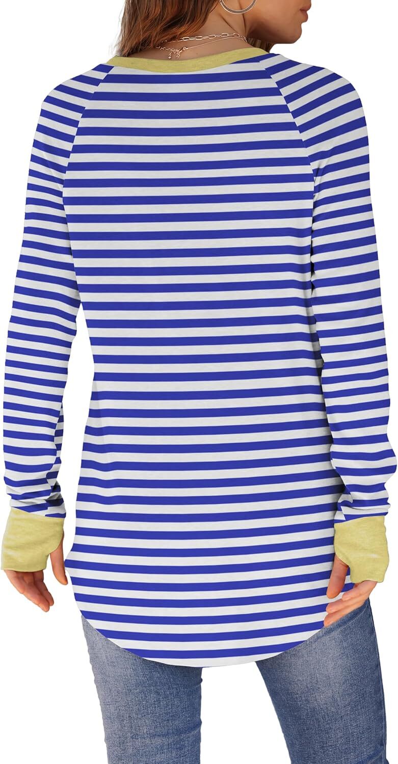 🔥Womens Tunic Tops to Wear with Leggings Long Sleeve Thumb Hole Shirts Crew Neck Curved Hem