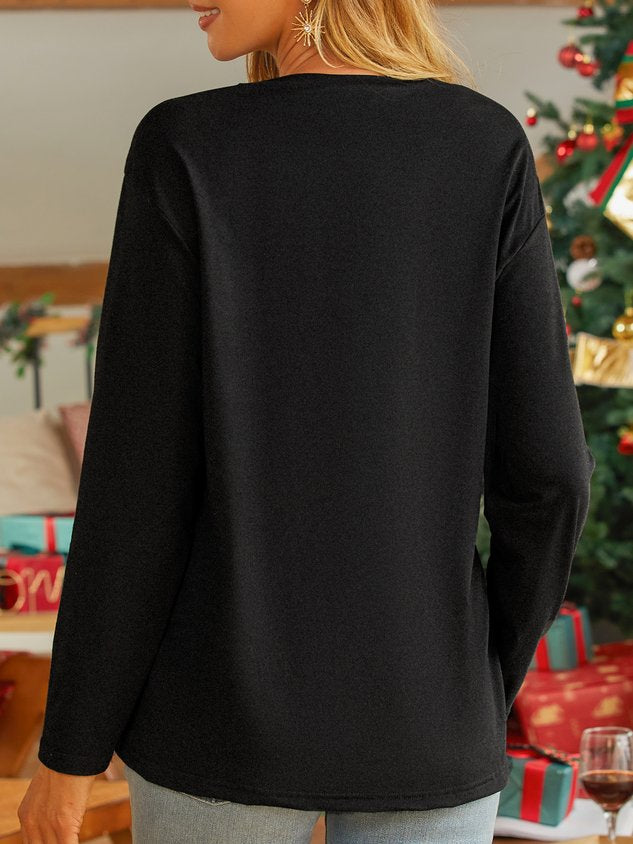 Christmas V Neck Loose Casual T-Shirt