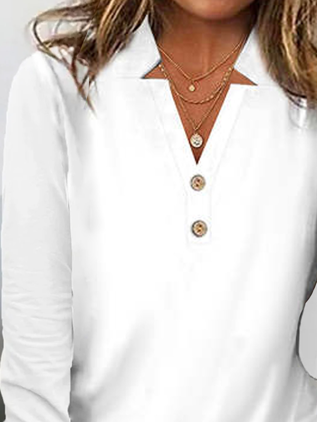 Loose Casual Plain V Neck T-Shirt