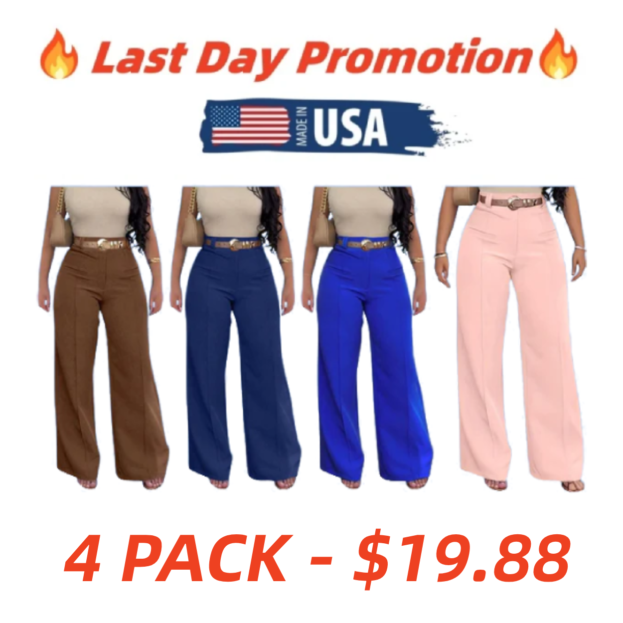 ❤️4 Pack For $19.88 - Women’s Casual Wide Leg Pants with Pockets