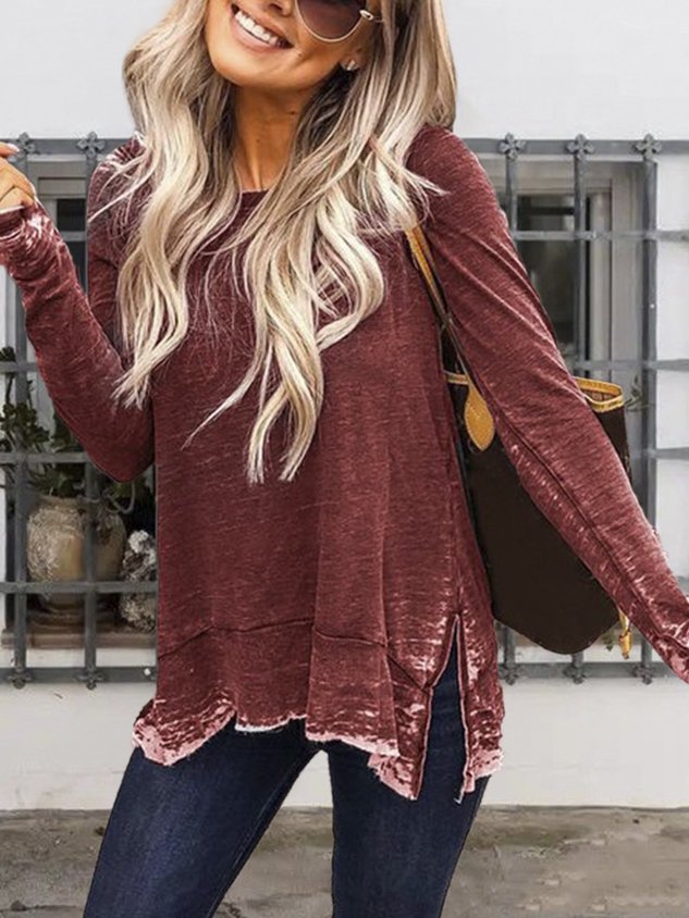 Women's Crew Neck Casual Long Sleeve Top