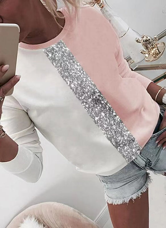 Cotton Blends Color Block Geometric T-shirt