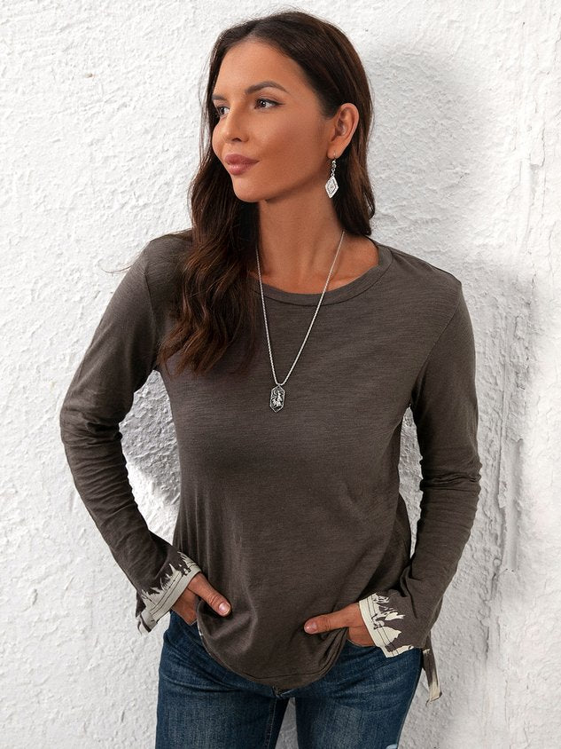 Women's Crew Neck Casual Long Sleeve Top