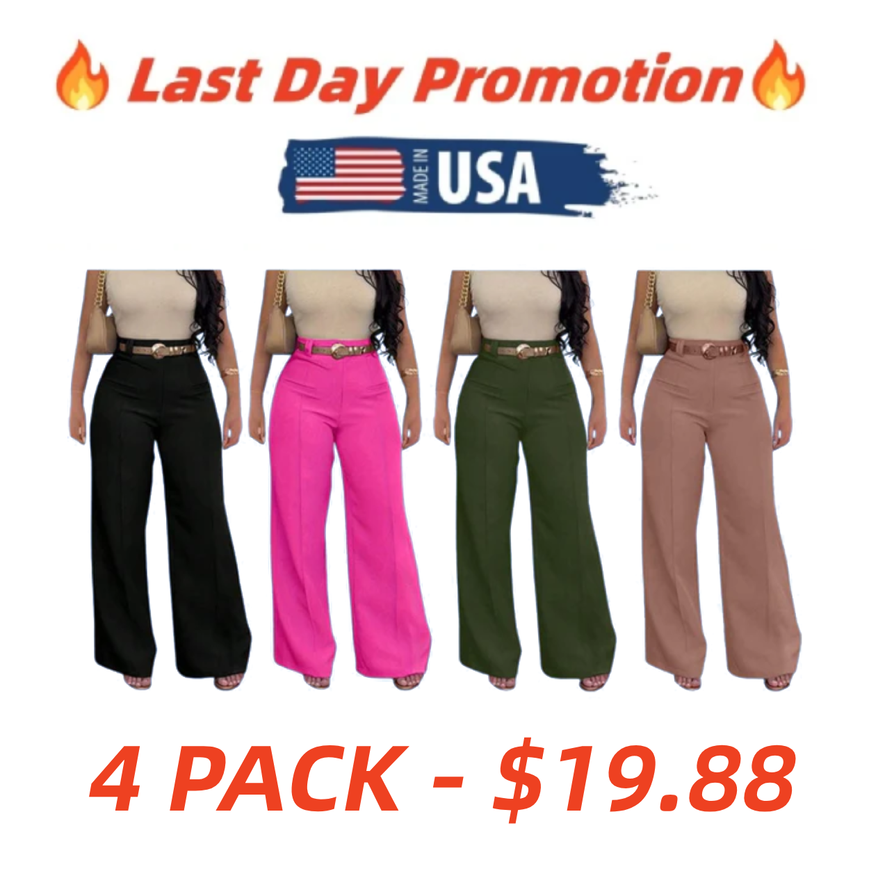 ❤️4 Pack For $19.88 - Women’s Casual Wide Leg Pants with Pockets