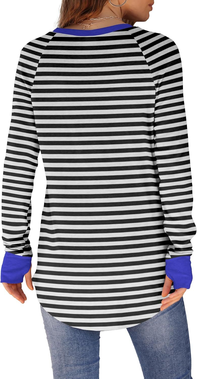 🔥Womens Tunic Tops to Wear with Leggings Long Sleeve Thumb Hole Shirts Crew Neck Curved Hem