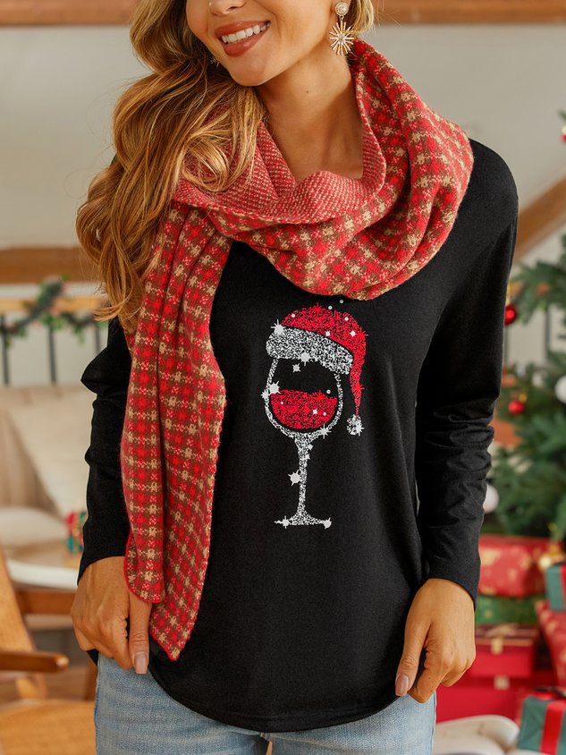 Christmas V Neck Loose Casual T-Shirt